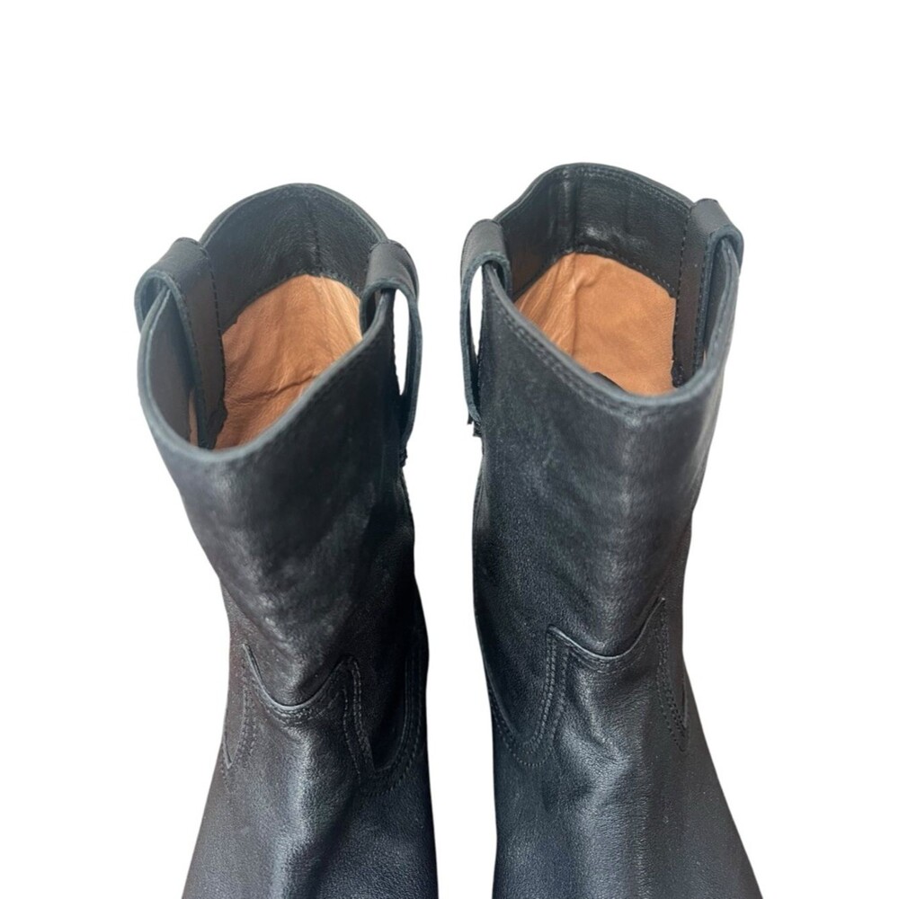 Frye Anna Shortie Black Leather Ankle Boots US 9 Moto Boho Western Cowgirl - Picture 5 of 10